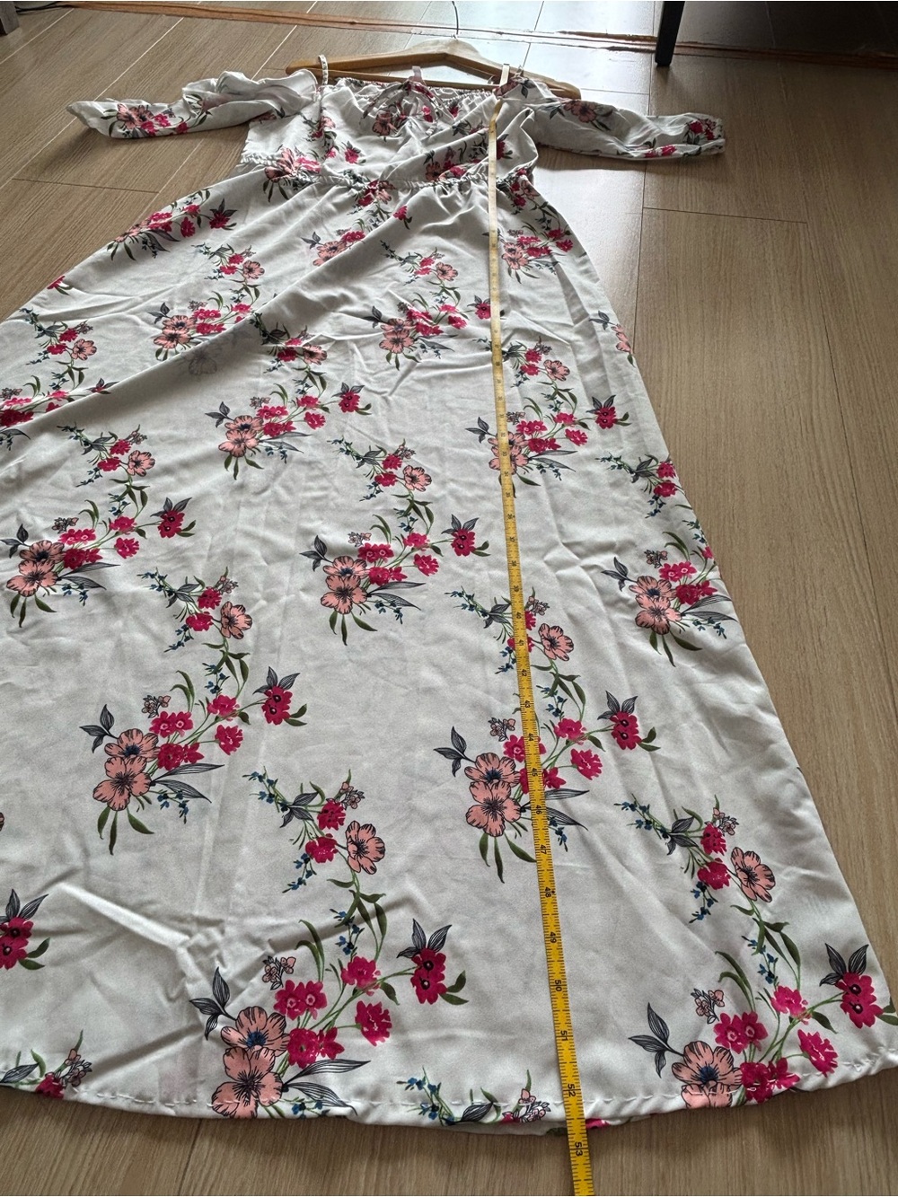 Mast & Harbour 17” PTP Floral Cold-Shoulder Maxi Dress, White/Pink, Size Medium. - Picture 13 of 15